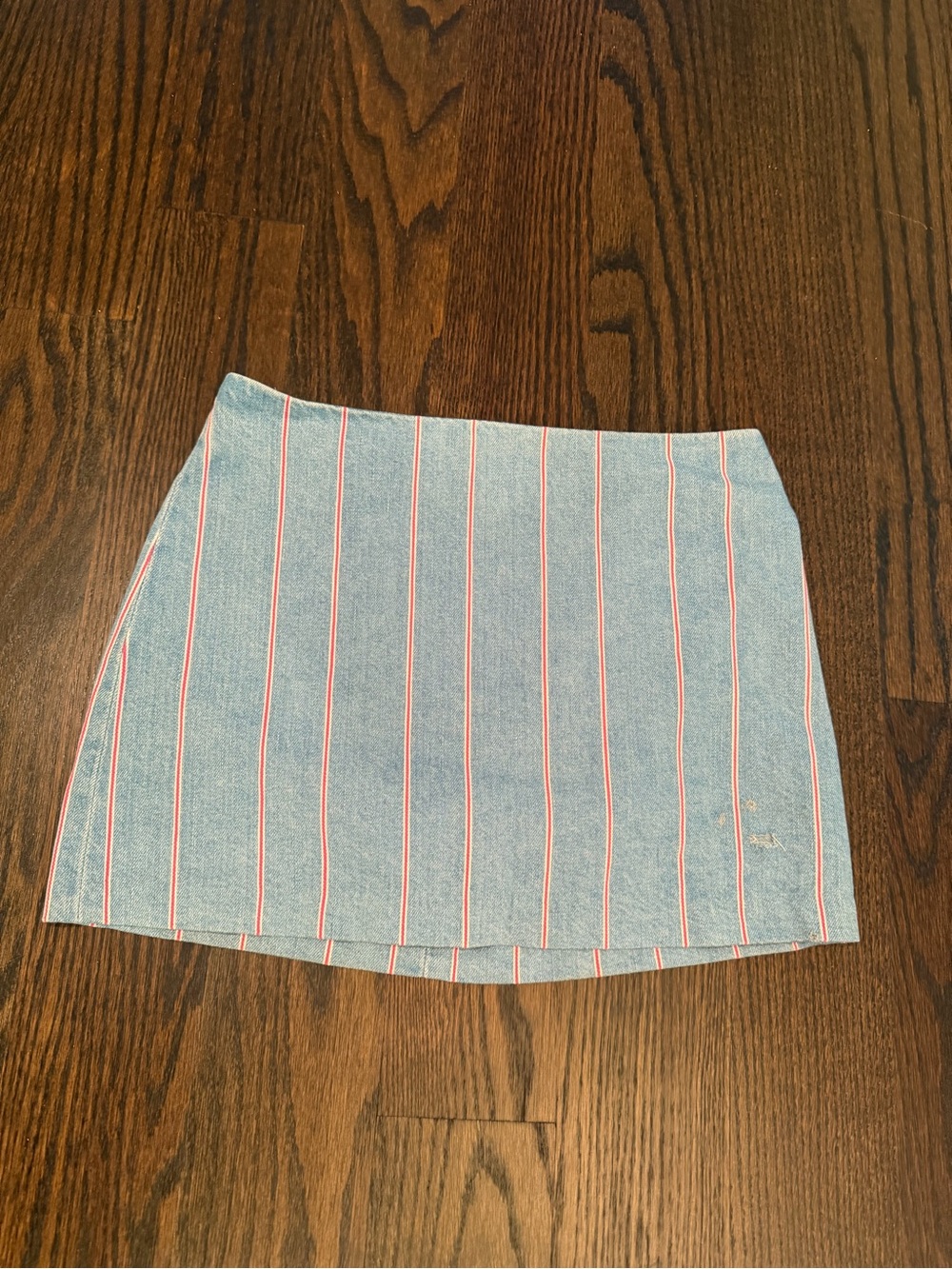 T by Alexander Wang Light Blue Mini Skirt with Pink Pinstripes